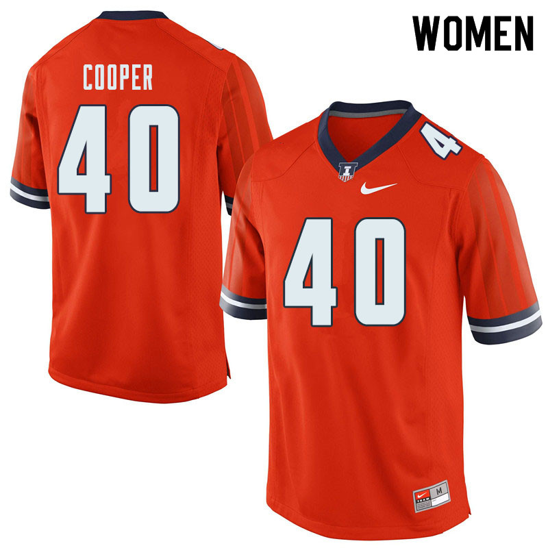 Women #40 Shammond Cooper Illinois Fighting Illini College Football Jerseys Sale-Orange